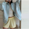 Autumn Y2K Women Stand Collar Zipper Jacket Color Contrast Stitching Loose Long Sleeve Casual Daily Short Outerwear Coat