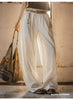 Women's Striped Straight Wide Leg Trousers Old Money White Cotton Linen Texture Thin Breathable Loose Casual Daily Bottoms
