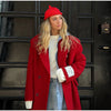Women Olive Green Oversized Coat Notched Lapel Double Breasted Straight Outerwear Vintage Fall Winter Daily Office Outfit