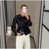 Women's Crocodile Embossed Short Jacket Round Neck Long Sleeve Single Breasted Coat Vintage Y2K Streetwear Autumn Casual Outfit