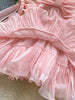 French Sweet Bow Camisole Mini Dress for Women Korean Version Pink Ruffle Edge Sexy A-line Dress T106