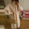 Batwing Sleeve Women's Coat Lapel Single-Breasted Loose Lady Long Jackets Autumn Winter All-Matched Street Outwear