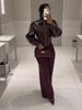 Women Coated Cinched-waist Leather Jacket Retro Casual Lapel Full Sleeve Zipper Fishbone Coats Lady Daily High Street Coat
