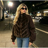 Solid Faux Fur Splicing Coats Women's Zipper Full Sleeves Stand Collar Jackets Ladies Autumn Winter Streetwear