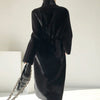 Winter Long Black Elegant Stylish Thick Warm Fluffy Hairy Soft Faux Mink Fur Coat Women Stand Collar Sashes