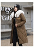 White Fur Collar Down Cotton Parkas Padded Coat Women Winter Long Over The Knee Waist Warm Thick Parkas Coat