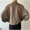Elegant Women's Short Woolen Coats Stand Collar Double Breasted Long Sleeve Female Jacket Autumn Winter Lady Warm Outwear