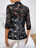 Elegant Single Button Lace Spliced Suit Collar Jacket For Women Half Sleeved Lace Hollow Out Slim White Black Lightweight Coat