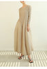 Pleated Long Sleeve Flower Bud Dress Spring Lantern Long Casual Elegant Dresses Dubai Abaya Women Designer Clothes