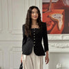 Satin Knot Button Short Coat Women Retro Full Sleeves Waist Cinching Single Breasted Coats Lady Spring Daily Wear