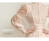 French Elegant Lace Splicing Waist Lantern Sleeve Dress Vintage High Collar Princess Dress Organza Cocktail Women's Wear