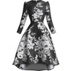 Jacquard Dress Women Autumn Long Sleeve Party Dress O-neck Flower Dress Elegant Work Casual Ladies Clothing