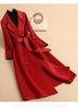 Female Autumn Winter Solid Color Korean Slim Thin Woolen Coat Women Mid-length Woolen Quilted Velvet Thickened Coat