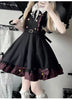 Japanese Kawaii Two Pieces Set Women Outfits Ruffled Patchwork Cute Bow Dress + Flare Sleeve Lolita Blouse Y2k Aesthetic JK Suit