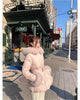 Chic Women's Cotton Padded Jackt with Large Fur Collar Waist-Cinching Mid-Length Parkas Korean Warm Commute Outerwear