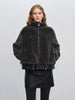 Winter Women's Petite Stand Collar Faux Fur Shearling Short Jacket Plush Teddy Zip Up Cozy Fleece Cropped Coat