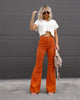 Corduroy Casual Trousers Women Autumn Winter Solid High-waist Flare Pants Lady Slim Black Gray Khaki Orange Long Pants