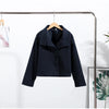 Black Stand Collar Woolen Coats Women's High Street Buttons Full Sleeve Short Overcoats Autumn Female Solid Outwear