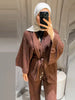 Women's Trousers Sets V-neck Crinkle Wave Texture Lace Up Tops High Waist Straight Trousers Street Office Lady Partywear