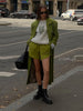 Women Olive Green Oversized Coat Notched Lapel Double Breasted Straight Outerwear Vintage Fall Winter Daily Office Outfit