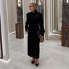 Autumn Commute Women's Maxi Coat Solid Long Sleeve Shoulder Padded Straight Slim Overcoats Office Daily Lady Outwears