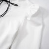 Puff Sleeve Contrast Color Mini Dress Female Retro Elegant Stand Collar Hollow Lace Up A-Line Dress Tight Waist
