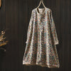 Japanese Vintage Mori Girl Floral Printed Knitted Sweater Pullover Dress Women Autumn O-Neck Long Sleeve Casual Loose Dresses