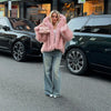 Women's Fluffy Faux Fur Coat Chic Pink Hooded Full Sleeve Loose Warm Jacket Winter Lady Street Outwear