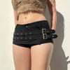 Punk Style Metal Buckle Ultrashort Pants Mall Goth Low Waist Skinny Shorts Cyber Y2K Streetwear Women Alt Pants