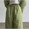 Women's Stripe Cotton Padded Coat Pant Set Loose Full Sleeve Hooded Zipper Jacket Elastic Waist Pants Winter Suits