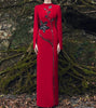 High Street Designer Party Vestido Women's Flowers Beaded Diamonds Beaded Slit Sleeve Long Maxi Dress