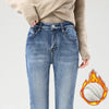 Women's Fleece Warm Winter Jeans Thicken Elastic Skinny Pencil Pants Korean Slim Plush Thermal Leggings Trousers