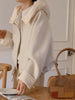 Solid Wool Coat Women Casual Hooded Y2k Loose Zipper Blends Cardigan Full Sleeved Thick Warm Outwear Jackets Autumn Winter