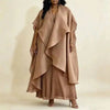 Yellow Women's Pleated Set Draped Cape Overlay Maxi Dress And Wide Leg Long Pants Two Pieces Sets Elegant 2DB7706