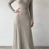Knitted Long Sleeve A-Line Dress Slim Fit Solid Color Street Style Women's Dress Comfortable Casual Elegant Commute
