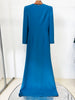 High Street Designer Party Vestido Women's Slit Sleeve Diamonds Beaded Maxi Long Dress