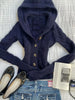 Spring Autumn Slim Jacket Women Hooded Knit Cropped Cardigan Design Sweater Warm Coat Long Sleeve Short Tops Knitted Cardigan