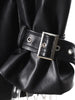PU Leather Patchwork Blazer Women's Lapel Slim Double Breasted Long Sleeves Suit Jacket Autumn 7A1518