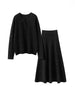 Chic Women Sweater Suite Skirt 100% Cashmere A-Line Skirt Autumn Winter Wave Skirt Elastic Knee Length Dress Sequins French Knit