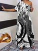 Plus size women's casual milk white printed single sleeved off shoulder dress long skirt