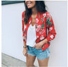Women Elegant Zipper Jacket Spring Autumn Floral Printed Jackets Office Wear Slim Office Coat Retro Outwear
