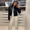 Black Court Style Cropped Jacket For Women Elegant O-neck Long Sleeve Double Breasted Coat Lady Spring Chic Outwear