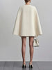 Women Commuter Solid Blazers Dress Office Double Breasted Waist Party Dress Elegant V-neck Shawl Cape Sleeve Midi Dress