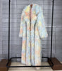Women's Faux Fur Coat Printed Colorful Furry Coats Autumn Winter Chic Suit Collar Thick Long Overcoat 2DB5840