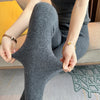 100% Cashmere Knitted Leggings Women High Waist Casual Wool Korean Trousers Solid Thicken Elasticity Ankle-Length Pants