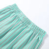 Striped Patchwork Scalloped Trim Trousers Women Street Elastic Waist Pocket Panelled Loose Wide Leg Pants Chic Ladies Partywear
