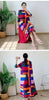Contrast Color Printing Pleated Dress Women Round Neck Long Sleeves Dresses Party Spring 2AA1751