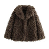Faux Fur Coat Women Loose Lapel Full Sleeve Fluffy Short Overcoat Autumn Winter Street Lady Furry Warm Overcoat