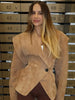 Solid Single Breasted Suede Short Jacket Women Full Sleeve Buckle Lapel Slim Shoulder Pad Coat Lady High Street Wear