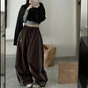Harajuku Vintage Baggy Pants Women Striped Pocket Elastic High Waist Wide Leg Pant Casual High Street Sweatpant Trousers